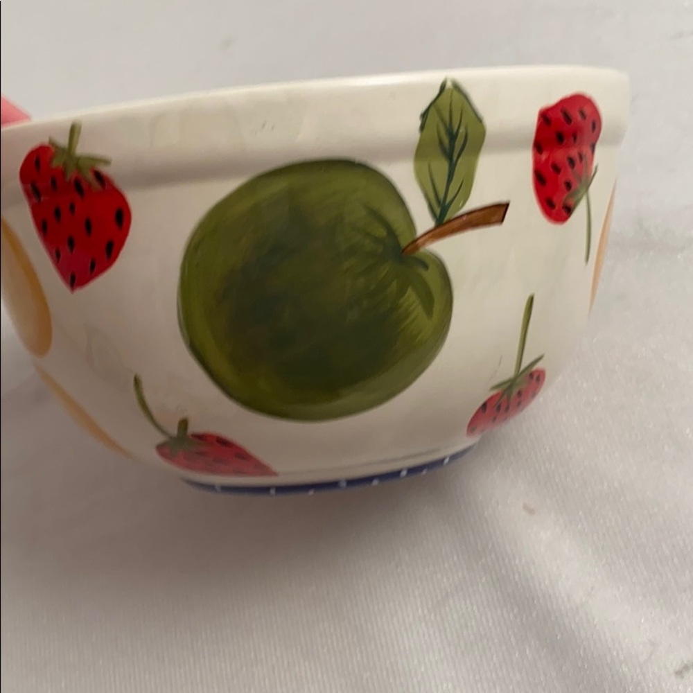 Zrike Fruit Medley multicolor pear and apple graphic ceramic bowls (4)